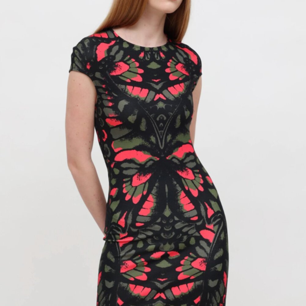 McQ Alexander McQueen Cap Sleeve Jersey Zipper Dress S